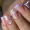 24PCS Nägel Zum Aufkleben Künstliche Fake nails - Ballerina Purple French Press on Nails - Coffin Falsche Nägel Tips mit Nagelkleber DIY Nagelkunst für Frauen (Purple with Flower Design)