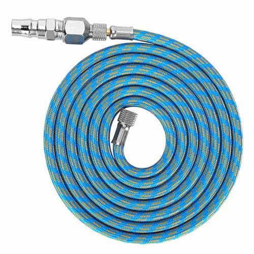 Nylon Braided Airbrush Hose Kit with 1/8in-1/4in Fitting, Flexible and, 6.0ft Hose, Can Be Matched with a Spray Gun and Connected to an Air Compressor