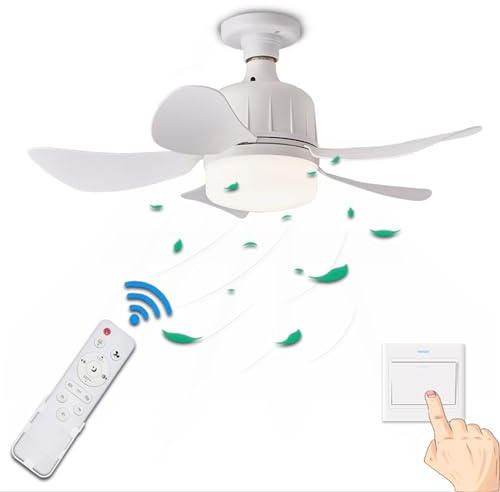 Deckenventilator mit Beleuchtung Fan Ceiling Light, LED Ceiling Fan with Lighting, 3 Colours, Lamp with Fan 3Speed,Remote Control, Quiet Dimmable Ceiling Lamp with Fan Deckenventilator Weiß
