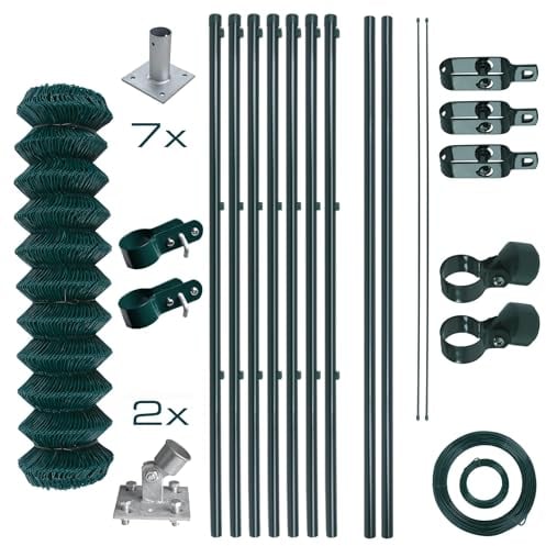 Maschendrahtzaun Gartenzaun Set Komplettset Zaun Gartenzaunset Zaunset Drahtzaun Maschendraht mit Aufschraubhülsen (0,8 x 15 m)