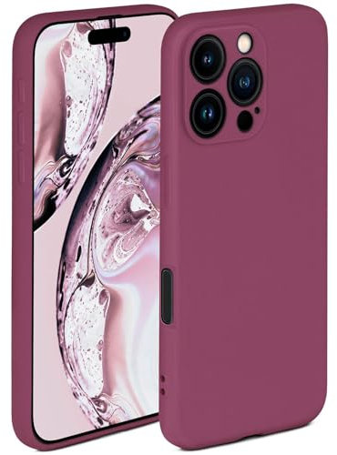 ONEFLOW Soft Case for Apple iPhone 16 Pro, Silicone Case with Camera Protection, Silicone Case with Raised Screen Protection, Back Cover Protective Case, Soft Mobile Phone Case, Plum