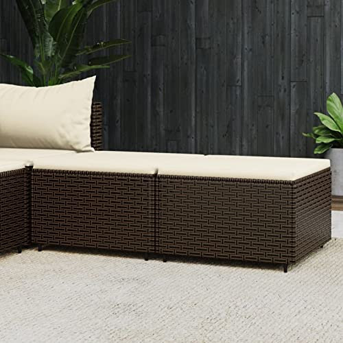 Iiaky Gartenhocker mit Kissen Hocker Outdoor Garten Hocker FüR Draussen Sitzhocker Outdoor 2 STK. Braun Poly Rattan - 319757