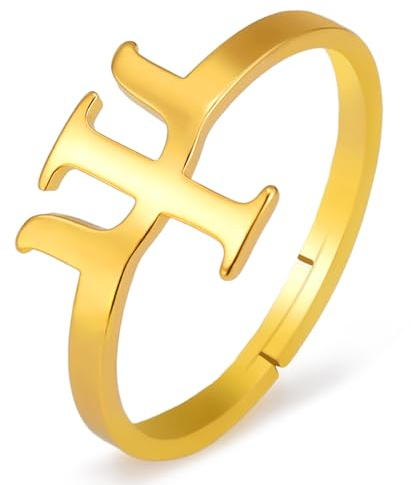 TEAMER Psychologie Symbol ring Größenveränderbarer Psi Ring aus Edelstahl griechischer Buchstabenanhänger Psychologie Schmuck für Frauen und Männer