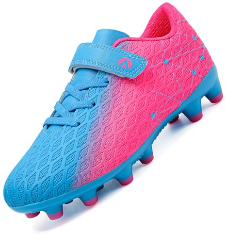 LECYGNB Boys Football Boots Kids Girls Athletics Training Astro Turf Soccer Shoes Teenager Profession Competition Indoor Outdoor Sneakers Unisex Plum Red Light Blue UK 1