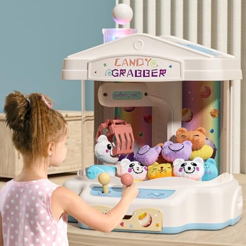 Yosamy Claw Machine for Kids,Candy Grabber Machine Mini Vending Machine for Kids,Arcade Candy Grabber Machine with Light and Adjustable Sound, Arcade Games for Girls Boys