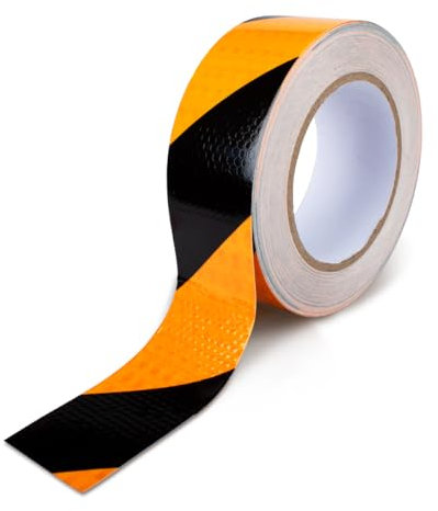 Innfeeltech 1 pz nastro di avvertimento riflettente Twill, 50mm*25m, nastro adesivo con marchio Twill a riflessione notturna, giallo e nero