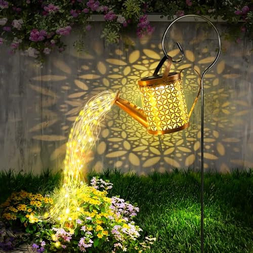 CNMTCCO Lampes solaires d'extérieur,Arrosoir solaire d'extérieur,Décoration de style moderne, Lampes de jardin avec douche étoile,Avec crochet de berger, Lampes fées vintage