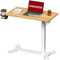 SANODESK Höhenverstellbarer Beistelltisch, C-förmige Tischbeine mit Becherhalter und Holzplatte (Ahorn+Weiß), Ideal für Sofa, Bett & Laptop