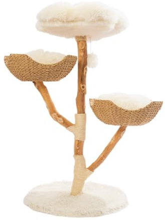 Arbre à Chat en Bois Massif 113cm – Élégant, Robuste, Stable – Design Naturel pour Grand Chat Maine Coon
