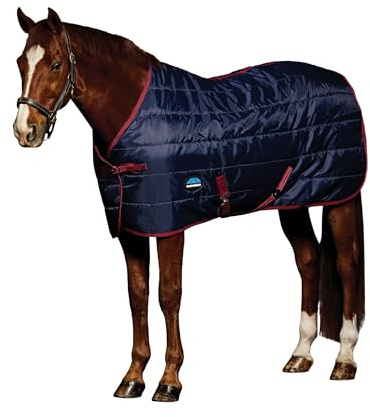 Weatherbeeta ComFiTec 210D Steppdecke, Stabiler Standard-Hals, 100 g, Marineblau/Burgunderrot, 1,27 m