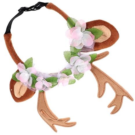 Garneck Bandeau de Noël pour Chien Serre-tête Cerf Accessoire de Fête pour Animaux