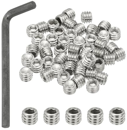 PATIKIL 5/16-18x1/4 Internal Hex Socket Set Grub Screws, 50 Pcs 304 Stainless Steel Cup Point Set Screw with Hex Key Wrench for Door Handles Bathroom Fixtures