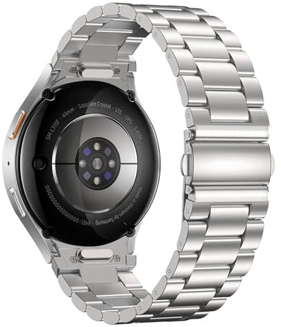 MoKo Ein Klick Metall Armband Kompatibel mit Samsung Galaxy Watch 7 6 5 4 FE Armband 40mm 44mm/6 4 Classic 43mm 47mm 42mm 46mm/5 Pro 45mm, Keine Lücke Business Edelstahl Band für Herren Damen, Titan
