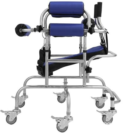 Tragbarer Rollstuhl für Zerebralparese, S-Gehhilfe, für behinderte Kinder, höhenverstellbar, mit Edelstahlrahmen, mobiler Rollator mit 6 Rädern