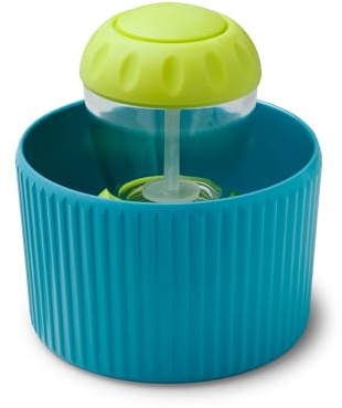 Zeal Soap Dispensing Dish Brush – Palm Washing Up Kitchen Brush with Melamine Pot Holder & Sink Organiser (Aqua Blue)
