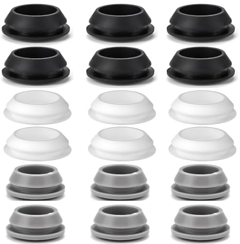 XPEX 18 Pièces Bouchons de Trou de Verrouillage en Silicone, 18-19mm Ouverture Applicable,Couvercle d'Étanchéité de Panneau Rond(Noir +Blanc +Gris)