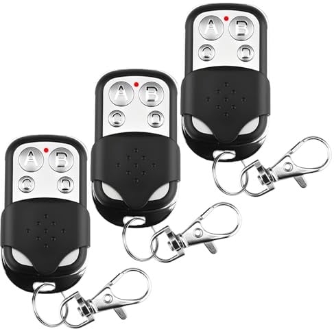3 Pcs 433.92 MHz Universal Garage Door Remote Control, Gate Remote Control Wireless Gate Opener Cloning Key Fob Electric Gate Fob with 4 Buttons for Car Garage Doors Roller Shutters