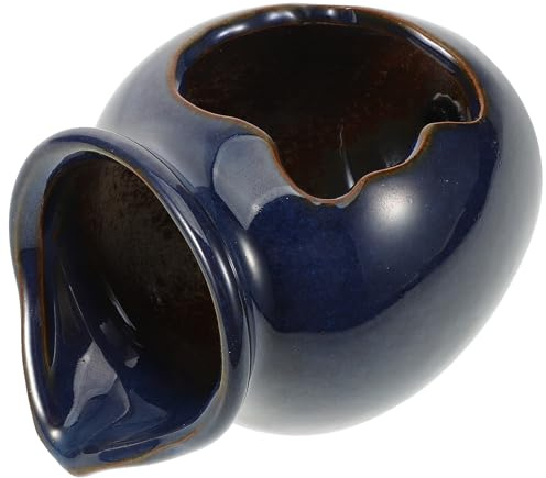 NIYANGLE Vase Fontaine en Céramique Bleu pour Aquarium Circulation d'eau, Décoration Multi-Fonctionnelle Élégante et Pratique pour Jardin ou Fontaine DIY