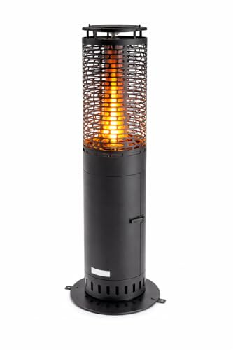 DREXON - Cheminée de Terrasse à Pellets 6,86 kW PATIO HEAT – Brasero pour exterieur et Jardin – Autonomie 2h – Structure Acier & Verre – IPX4 – 26 x 26 x 95 cm