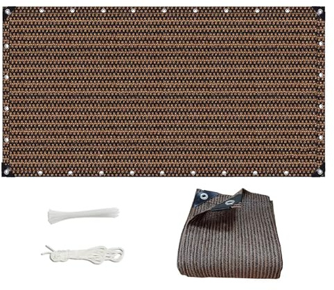 MAODUZI Balkon Sonnenschutz Ohne Bohren 150x180cm, Sonnenschutz Vorhang Outdoor HDPE-Gewebe Sonnensegel Wohnwagen mit ÖSen für Garten, Außen, Pflanzen - Braun