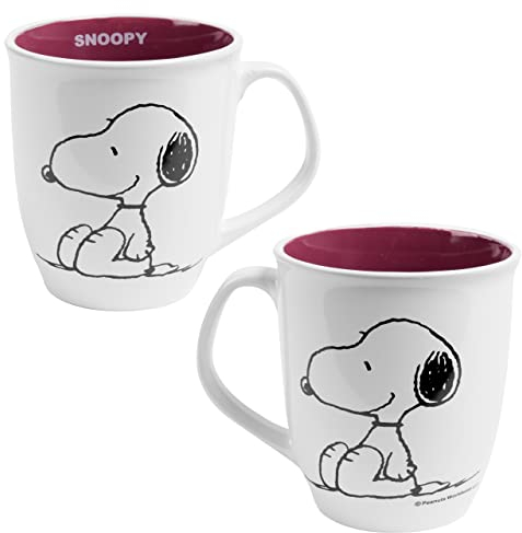 United Labels The Peanuts Tasse 280 ml, Weiß Rot, Kaffeebecher aus Keramik, Kaffeetasse, Snoopy Geschenke