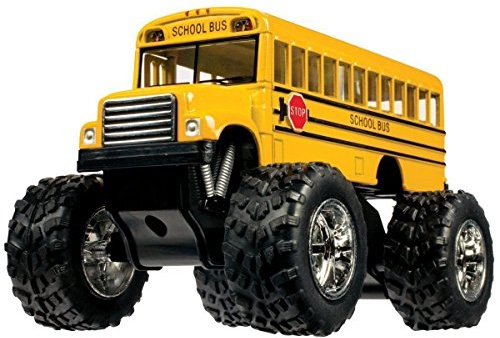 KinsFun 5 Monster School Bus Die Cast Metal Model, Pullback Action Toy Monster Truck