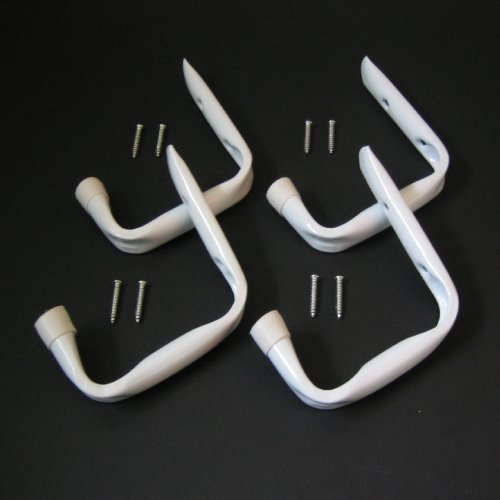4 x White Jumbo Ladder Hooks / Large Garage Shed Storage Bikes Workshop Tools Garden