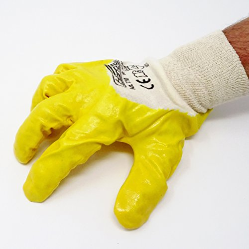 SBS® Nitrilhandschuhe | 12 Paar | Gelb | Gr. 10 XL | mit Strickbund Nitril-Handschuhe | Arbeitshandschuhe