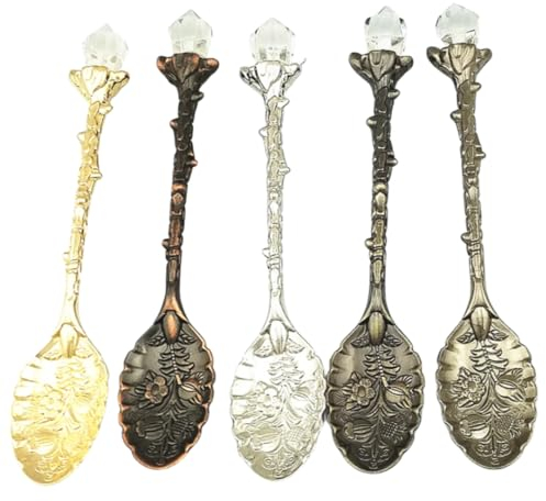 RDPSA 5Pcs Hot Royal Luxury Vintage Palace Carved Coffee Tea Mini Ice Cream Scoop Spoon