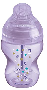 Tommee Tippee Advanced Anti-Colic Baby Bottle Super Soft Teat 0+ Months 260ml Pink with Decorations