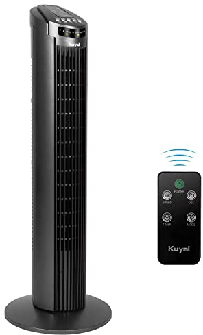 Kuyal Cooling Tower Fan, 3-Speed 3-Wind Mode 70° Rotation Oscillating 29'' Quiet Tower Fan with 7.5h Timer and Remote Control,50w