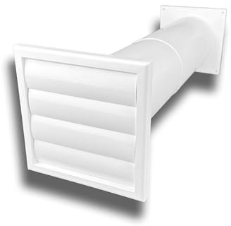 K-TECH-PRO Abluft Mauerkasten Gravity Wanddurchführung Rückstauklappe Ausführung mit Teleskoprohr, Größe Ø150 250x250mm