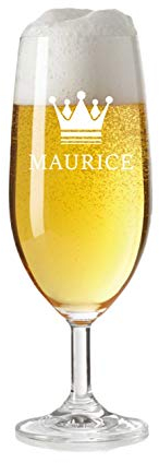 laser-diele Leonardo Bierglas mit Gravur - Personalisiertes Geschenk für Männer - Bierglas mit Namen 360 ml - Geschenk zum Vatertag und Geburtstag - Krone