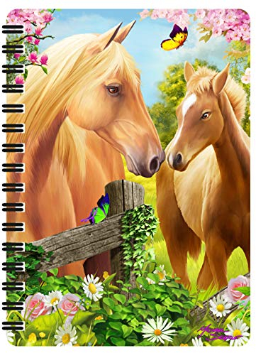 3D LiveLife Jotter - Grünere Weiden von Deluxebase. Linsenförmigeses 3D-Pferd A6-Spiralblock. Ein liniertes Notizbuch mit Kunstwerken, die vom bekannten Künstler Michael Searle lizenziert wurden