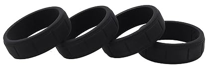 Silicone Wedding Ring for Men, 4PCS Rubber Wedding Bands for Athletes Fitness Workout Gym Sports 8mm Width 2mm Thickness