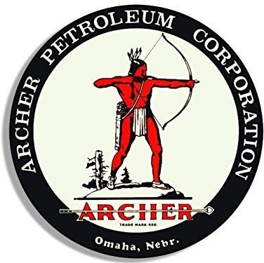 Sticker-Designs 10cm! Klebe-Folie Wetterfest Made-IN-Germany Vintage Archer Petroleum Corporation Logo Omaha Nebraska UV&Waschanlagenfest Auto-Aufkleber Profi-Qualität! F643