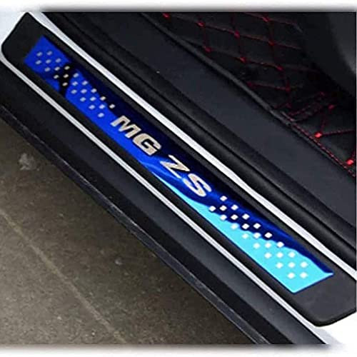 WAZJ 4pcs Car Stainless Steel Door Sill For MG ZS 2016-2021,Car Kick Plates Protector,Car Non-Slip Threshold Scuff Guard Pedal,Welcome Pedal,Car Style Accessory