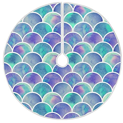 Naanle Aquarell Regenbogen Meerjungfrau Waage Weihnachtsbaum Rock 88,9 cm Baum Rock für Merry Christmas Party Weihnachtsbaum Dekoration Weihnachtsbaum Matte Decke