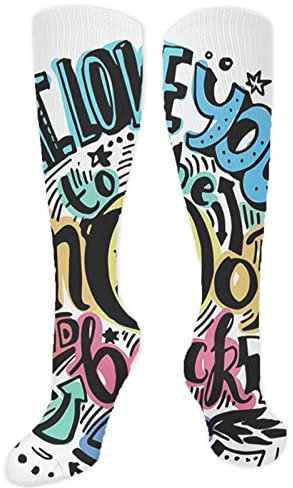 QQIAEJIA Lustige Kompressionssocken für Damen und Herren, Grunge Valentines bunte Zusammensetzung Figur Liebeserklärung, ideal für Durchblutung, Laufen, Leichtathletik, Reisen, 50 cm