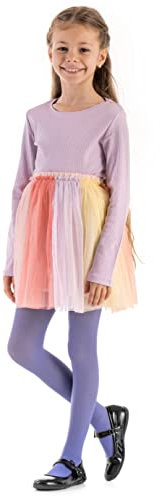 OVISSA Collant da Balletto per Ragazze Collant Scolastici per Bambine Resistenti con Piedi Morbidi Uniformi Scolastiche Danza Sport 50 DEN con Microfibra, Viola 11-12 anni