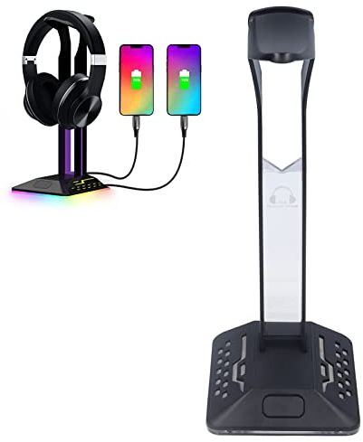Annadue RGB Headset Stand and Gaming Headphone Stand 2 USB Ports Headphone Holder for Gaming Accessories, for Xbox, PS4, PC, Computer Desktop