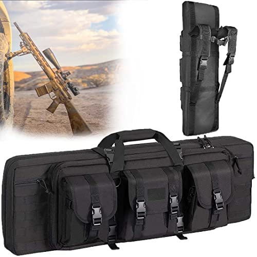 YIHEMEI Schutzgewehrbeutel, Gewehr Weichkoffer,tragbar,Verstellbare Schultergurte,mit Doppelfach & 3 Große Zubehör Beutel,Zum Angeln, Jagen, Schießsport,Black-140cm