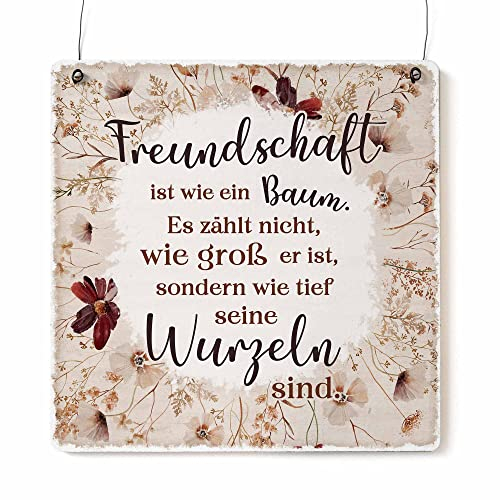 Interluxe Schild Holzschild XL - Freundschaft ist wie ein Baum Herbstzauber - Herbstdeko Dekoschild Wildflora Freundin