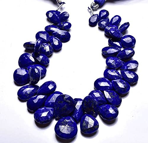 LKBEADS 1 Strand Natural 8 Inch Full Strand, Gem Stone Natural Lapis Lazuli Faceted Pear Beads Briolettes,Size 9 TO 15 MM