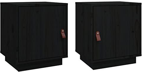 vidaXL Bedside Cabinets 2 pcs Black 40x34x45 cm Solid Wood Pine