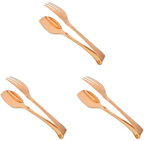 1pc Tong Löffel Durable Gadgets Ice Slotted Noodles Multipurpose Serve Brat Food Server and Metal Eggs Grip Salad Haushalt Brot Grill Pancakes Fork Bbq Picknick Salads (Color : Rose goldx2p ( Color :