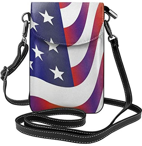 Jumusi Usa Waving Flag Damen Kleine Crossbody Handy Geldbörse Leder Mode Umhängetasche mit Schultergurt