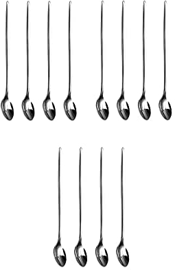 PNJB, Latte Glass Ice Cream Sundae Coffee Spoons Stainless Steel Long Handle 20cm, Ideal for Sundae, Ice Cream, Dessert, Iced Coffee & Tea (12PCS)