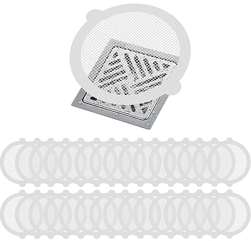 Vueinrg 30 Stück Haarfänger Dusche Abfluss Haarsieb Dusche Einweg Abflusssieb Kleben Abflussfilter Duschabfluss Mesh Aufkleber Sink Strainer für Waschbecken Badewanne und Küche (11m)
