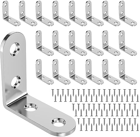 26 Pezzi Staffe angolari in metallo, Fissaggio angolare(40*40mm), Angolari metallo, Staffa triangolare in acciaio inox, staffe a l, e molto adatto per rinforzare tavoli, angoli di sedie, ecc